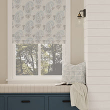 Load image into Gallery viewer, Aqua Chambray Blue Grey Paisley Upholstery Fabric / Mist