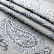 Load image into Gallery viewer, Aqua Chambray Blue Grey Paisley Upholstery Fabric / Mist