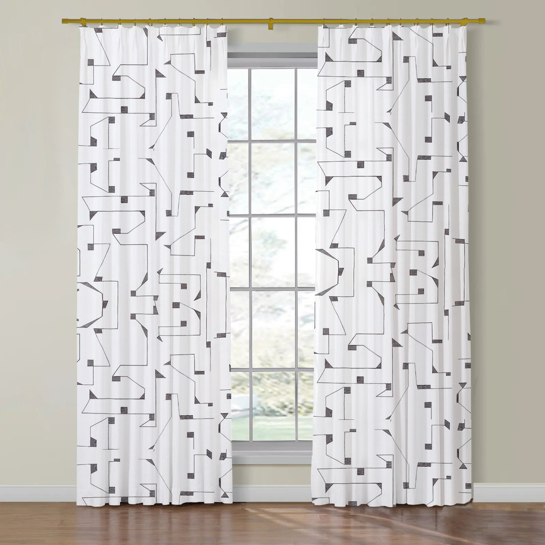 Set of Two Made to Order Schumacher Circuit Side Drapery Panel