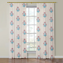Load image into Gallery viewer, Set of Two Made to Order Schumacher Poppy Hand Block Print Side Drapery Panels