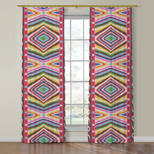 Set of Two Made to Order Schumacher Terence Ikat Side Drapery Panels