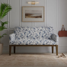 Load image into Gallery viewer, Light Grey Navy Blue Indigo Chinoiserie Monkey Cheetah Upholstery Drapery Fabric / Sapphire