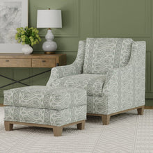 Load image into Gallery viewer, Cotton Linen White Green Stripe Ethnic Tribal Upholstery Drapery Fabric / Evergreen