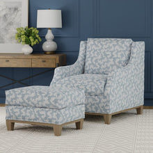 Load image into Gallery viewer, Steel Blue Ivory Abstract Woven Upholstery Fabric / Water