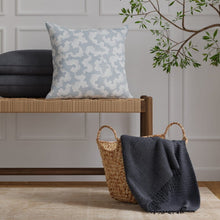Load image into Gallery viewer, Steel Blue Ivory Abstract Woven Upholstery Fabric / Water