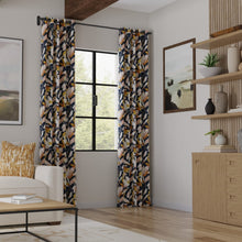 Load image into Gallery viewer, Indigo Mustard Gold Pink Ivory Floral Velvet Upholstery Drapery Fabric