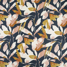 Load image into Gallery viewer, Indigo Mustard Gold Pink Ivory Floral Velvet Upholstery Drapery Fabric