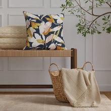 Load image into Gallery viewer, Indigo Mustard Gold Pink Ivory Floral Velvet Upholstery Drapery Fabric