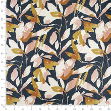 Load image into Gallery viewer, Indigo Mustard Gold Pink Ivory Floral Velvet Upholstery Drapery Fabric