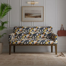 Load image into Gallery viewer, Indigo Mustard Gold Pink Ivory Floral Velvet Upholstery Drapery Fabric