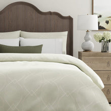 Load image into Gallery viewer, Seafoam Green Ivory Trellis Drapery Fabric / Celadon