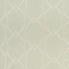 Load image into Gallery viewer, Seafoam Green Ivory Trellis Drapery Fabric / Celadon
