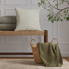 Load image into Gallery viewer, Seafoam Green Ivory Trellis Drapery Fabric / Celadon