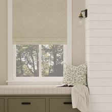 Load image into Gallery viewer, Seafoam Green Ivory Trellis Drapery Fabric / Celadon