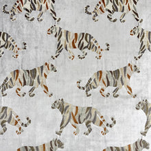 Load image into Gallery viewer, Taupe Beige Rusty Brown Orange Green Animal Pattern Tiger Velvet Upholstery Fabric MGF