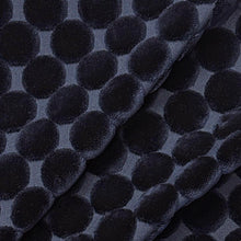 Load image into Gallery viewer, Navy Blue Circle Geometric Cut Velvet  Upholstery Fabric MGF