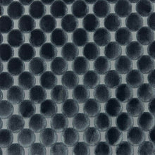 Load image into Gallery viewer, Steel Blue Dot Circle Geometric Cut Velvet Upholstery Fabric MGF