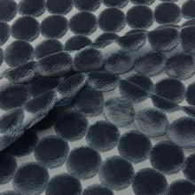 Load image into Gallery viewer, Steel Blue Dot Circle Geometric Cut Velvet Upholstery Fabric MGF