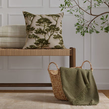 Load image into Gallery viewer, Taupe Olive Green Botanical Tree Cut Velvet Upholstery Fabric