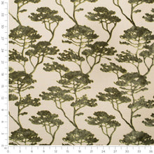 Load image into Gallery viewer, Taupe Olive Green Botanical Tree Cut Velvet Upholstery Fabric