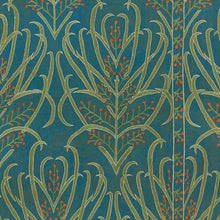 Load image into Gallery viewer, St. Frank Teal Vines Suzani Linen Cotton Floral Upholstery Drapery Fabric STA 5119