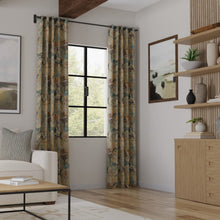 Load image into Gallery viewer, Mustard Gold Teal Green Red Orange Distressed Softened Tapstry Upholstery Drapery Fabruc