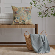 Load image into Gallery viewer, Mustard Gold Teal Green Red Orange Distressed Softened Tapstry Upholstery Drapery Fabruc