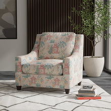 Load image into Gallery viewer, Pink Teal Aqua Chinoiserie Pagoda Upholstery Drapery Fabric