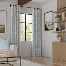 Load image into Gallery viewer, Cotton White Green Blue Purple Floral Bird Chintz Upholstery Drapery Fabric