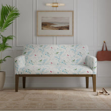 Load image into Gallery viewer, Cotton White Green Blue Purple Floral Bird Chintz Upholstery Drapery Fabric