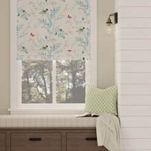 Load image into Gallery viewer, Cotton White Green Blue Purple Floral Bird Chintz Upholstery Drapery Fabric