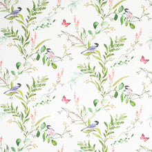 Load image into Gallery viewer, Cotton White Green Pink Yellow Red Floral Bird Chintz Upholstery Drapery Fabric