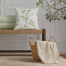 Load image into Gallery viewer, Cotton White Green Pink Yellow Red Floral Bird Chintz Upholstery Drapery Fabric