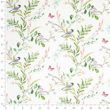Load image into Gallery viewer, Cotton White Green Pink Yellow Red Floral Bird Chintz Upholstery Drapery Fabric