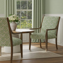Load image into Gallery viewer, Cotton Green Ivory Damask Upholstery Drapery Fabric