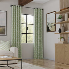 Load image into Gallery viewer, Cotton Green Ivory Damask Upholstery Drapery Fabric