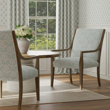 Load image into Gallery viewer, Cotton Aqua Ivory Pink Damask Upholstery Drapery Fabric