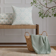 Load image into Gallery viewer, Cotton Aqua Ivory Pink Damask Upholstery Drapery Fabric