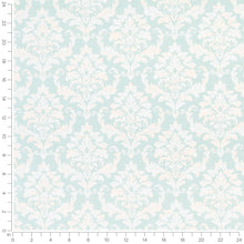 Load image into Gallery viewer, Cotton Aqua Ivory Pink Damask Upholstery Drapery Fabric