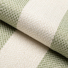 Load image into Gallery viewer, InsideOut Indoor Outdoor Performance Seafoam Green Cream Herringbone Stripe Upholstery Fabric