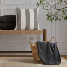 Load image into Gallery viewer, InsideOut Indoor Outdoor Performance Black Cream Herringbone Stripe Upholstery Fabric