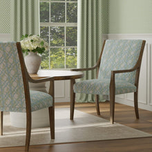Load image into Gallery viewer, Cotton Green Blue White Trellis Floral Geometric Upholstery Drapery Fabric