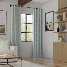 Load image into Gallery viewer, Cotton Green Blue White Trellis Floral Geometric Upholstery Drapery Fabric