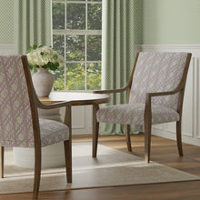 Load image into Gallery viewer, Cotton Green Ivory Purple Trellis Floral Geometric Upholstery Drapery Fabric