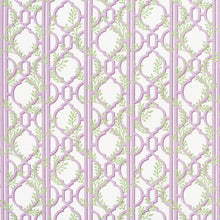 Load image into Gallery viewer, Cotton Green Ivory Purple Trellis Floral Geometric Upholstery Drapery Fabric
