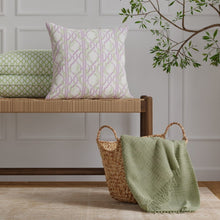 Load image into Gallery viewer, Cotton Green Ivory Purple Trellis Floral Geometric Upholstery Drapery Fabric