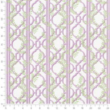 Load image into Gallery viewer, Cotton Green Ivory Purple Trellis Floral Geometric Upholstery Drapery Fabric