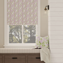 Load image into Gallery viewer, Cotton Green Ivory Purple Trellis Floral Geometric Upholstery Drapery Fabric