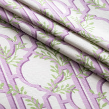 Load image into Gallery viewer, Cotton Green Ivory Purple Trellis Floral Geometric Upholstery Drapery Fabric