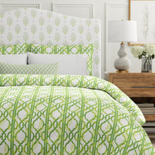 Load image into Gallery viewer, Cotton Green Ivory Trellis Floral Geometric Upholstery Drapery Fabric
